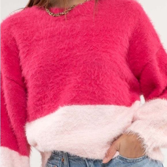 Fuchsia and Pink Fuzzy Sweater Medium Brand New - Picture 3 of 8